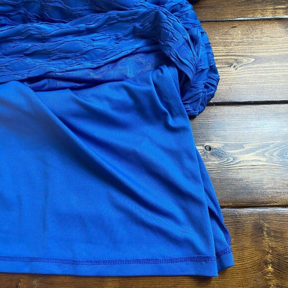 London Times Pencil Dress women’s Blue Textured Curved Lined Short Sleeve Size 8 - Picture 5 of 9